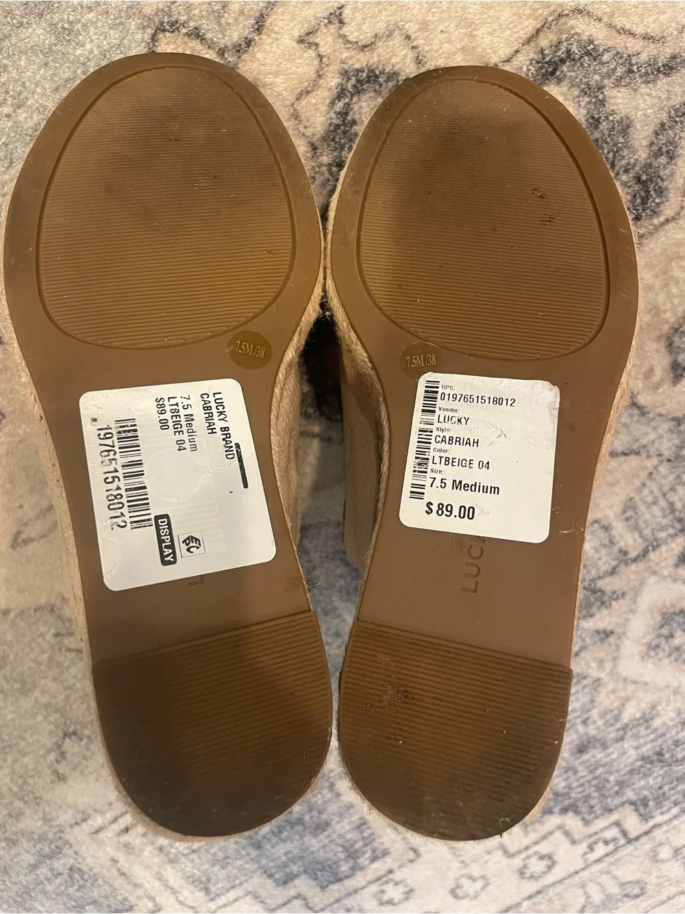 Lucky Brand Cream Textured Espadrille Wedge Mules